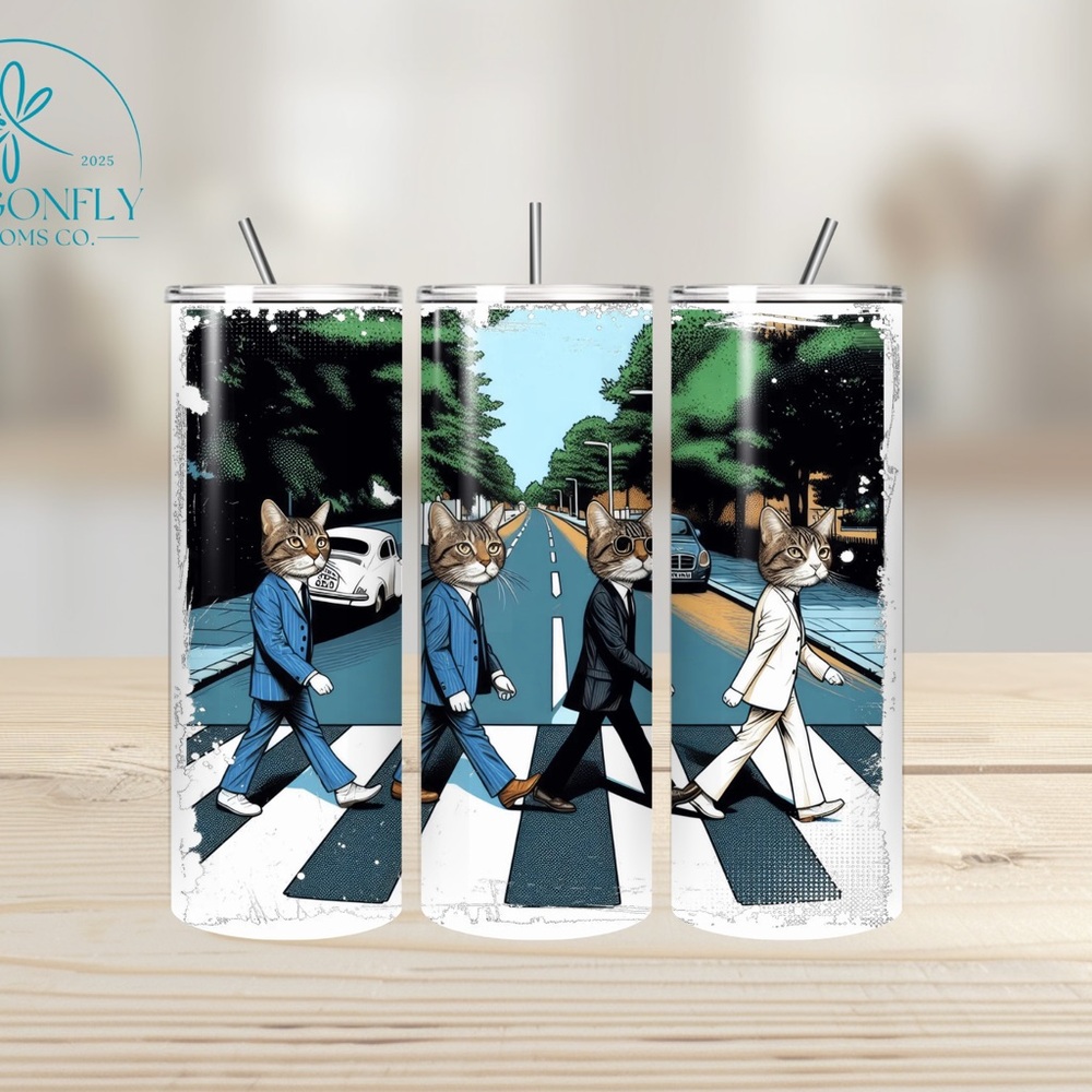 20oz Skinny Stainless Steel Tumbler - Tabbey Road - Beatles Abbey Road - Funny